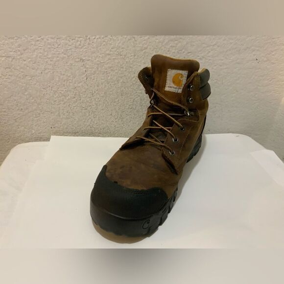 Carhartt Rugged Flex 6 Inch Waterproof Comp Toe Brown Leather Boots Size 14M - Picture 2 of 14